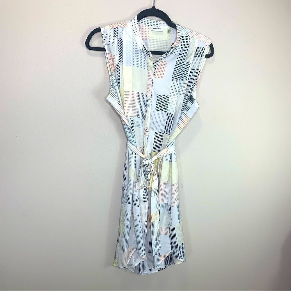 DKNYC tunic dress button up tie waist
